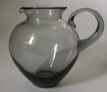 Load image into Gallery viewer, Hand Blown Glass Pitcher Jug  by Leerdam - Adries Dirk Copier signed -  Smokey green / Grey
