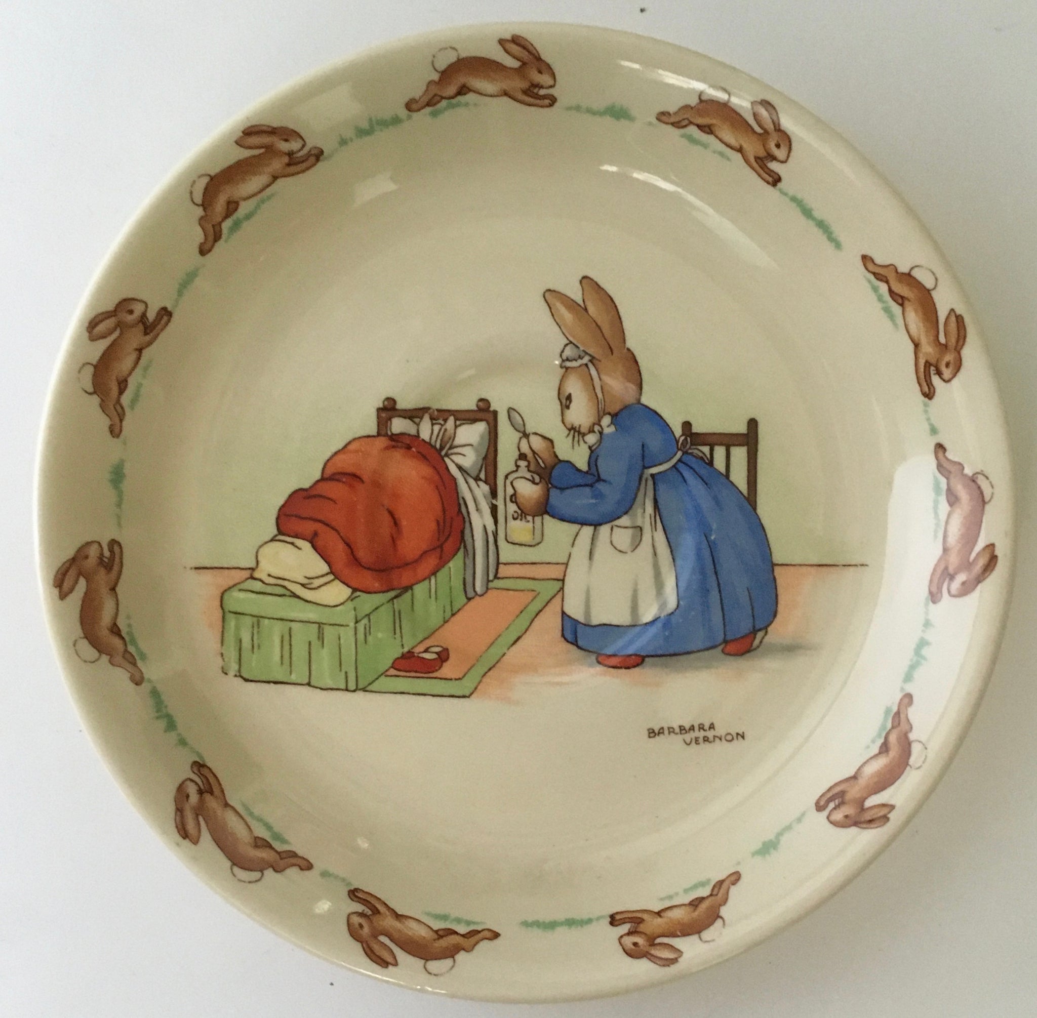 Royal Doulton buy Bunnykins Small Plate & Porringer, Signed Barbara Vernon