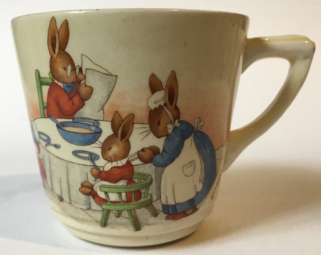 Royal Doulton Bunnykins - HW 12 Family At Breakfast & HW 13R Footballer - Casino Cup - Signed BARBARA VERNON