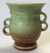 Load image into Gallery viewer, Crown Devon Art Deco two handled vase 348-6 - Green &amp; Brown - Made in England
