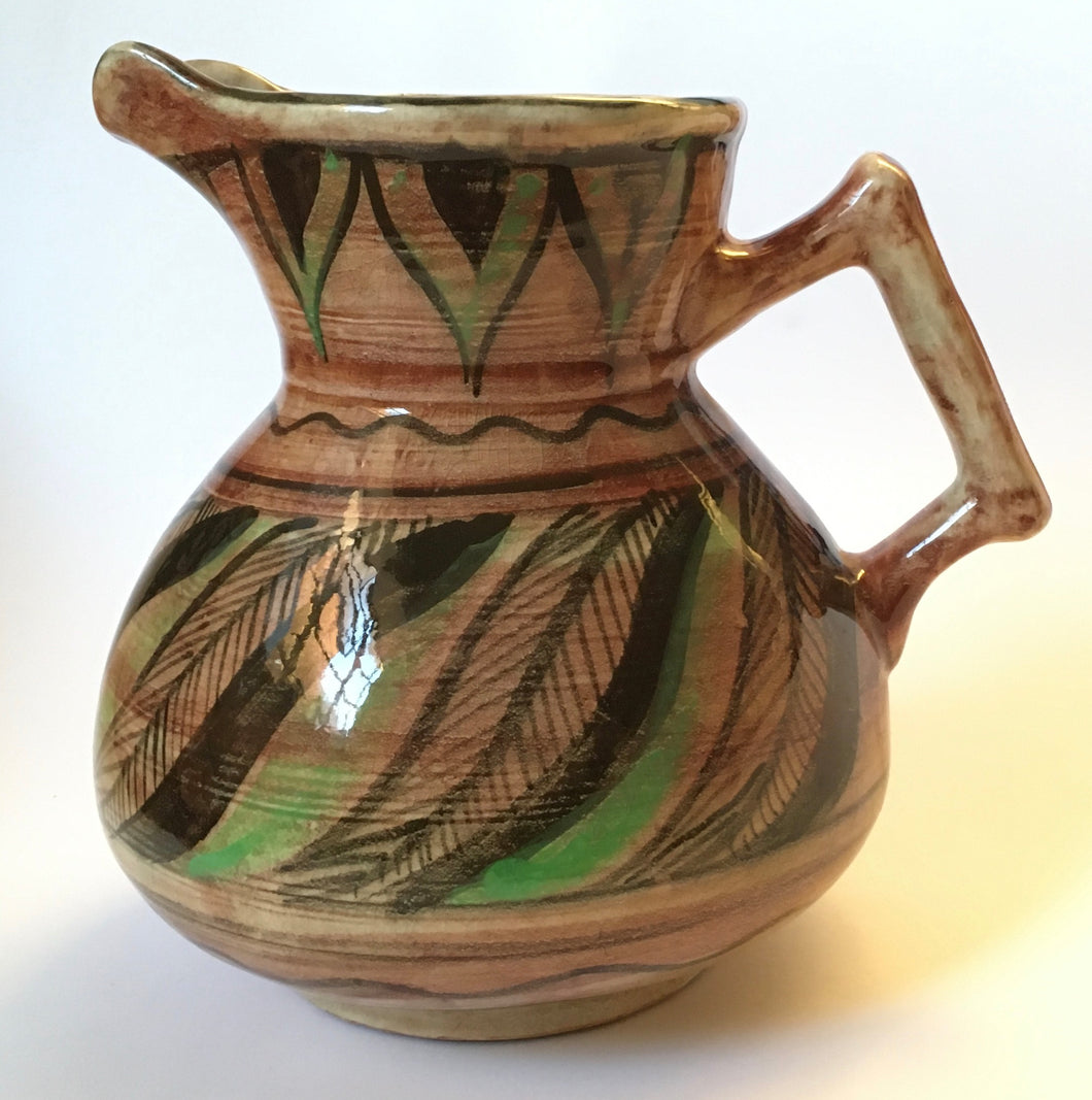Shorter & Son MABEL LEIGH 'Anglo Afrik' Jug Hand Painted Art deco Clarice Cliff shape