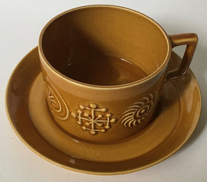 Portmeirion Mustard "Totem" Large Cup & Saucer - Designed by Susan Williams-Ellis Made in England