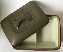 Load image into Gallery viewer, Denby &#39;Chevron&#39; Two compartment server &amp; Lid, stoneware, Dinner ware Made in England
