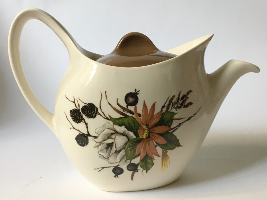 Midwinter Modern Fashion Shape teapot Rose Cones Flowers  c.1960s