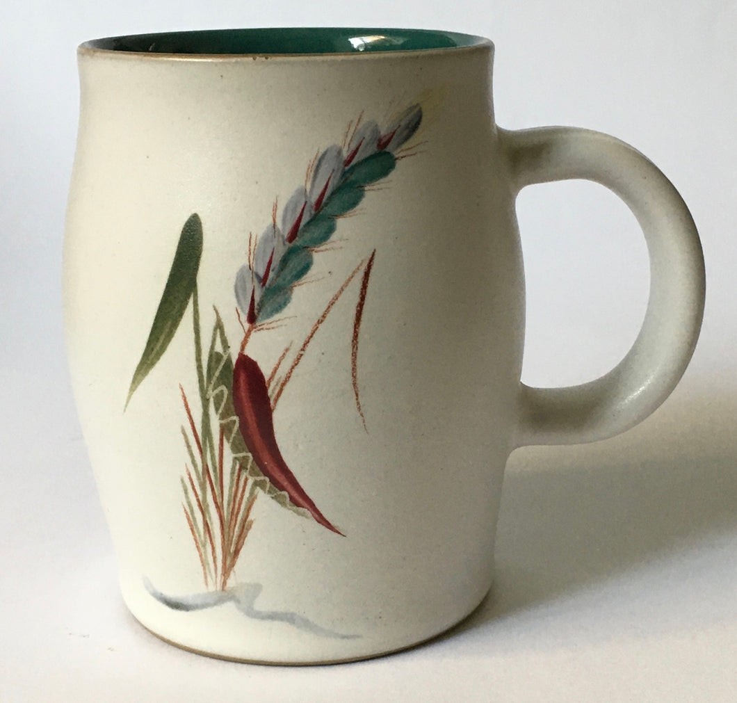 Denby Stoneware Hand Painted mug Greenwheat  - Albert College - oven-proof