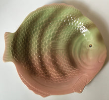 Load image into Gallery viewer, Shorter &amp; Son Fish plate Art deco Clarice Cliff shape 26 cm  Gloss stripes with pink
