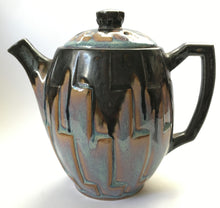 Load image into Gallery viewer, Denbac Pottery Drip Glaze Teapot Design 527 French Art Nouveau ceramics Made in France 1921-1952
