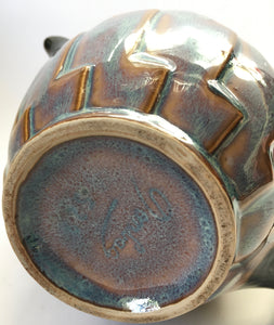 Denbac Pottery Drip Glaze Teapot Design 527 French Art Nouveau ceramics Made in France 1921-1952