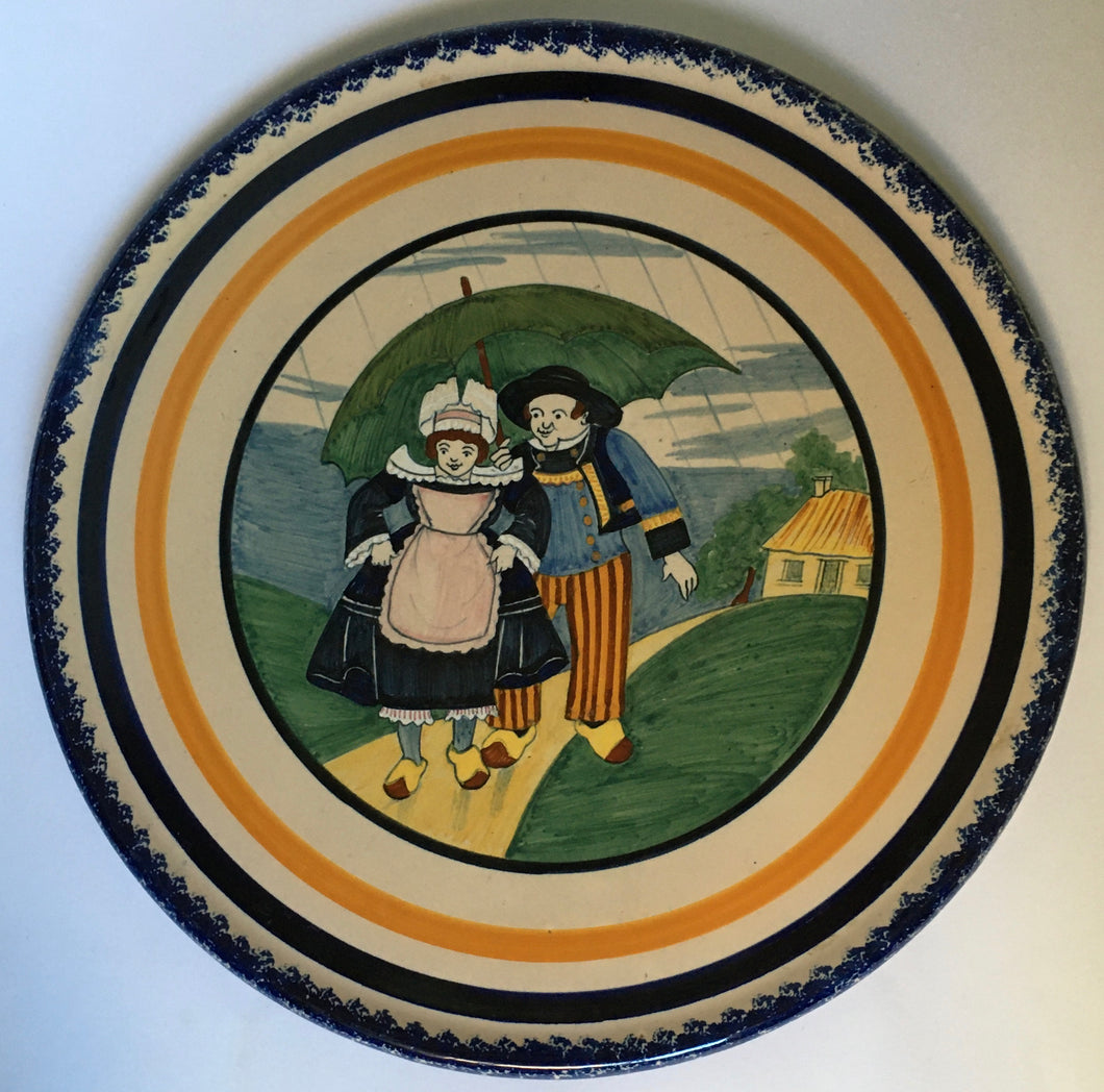 Henriot Quimper France 1131 very large platter / Cake stand traditional sponge ware