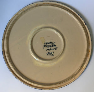 Henriot Quimper France 1131 very large platter / Cake stand traditional sponge ware