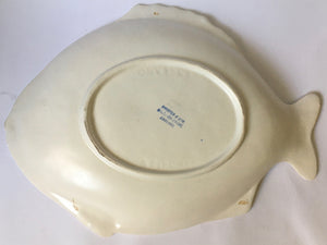 Shorter & Son Fish plate Art deco Clarice Cliff shape 37 cm x 27 cm Matte white Large platter
