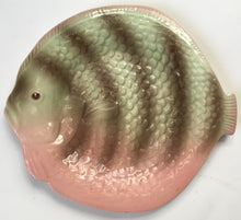 Load image into Gallery viewer, Shorter &amp; Son Fish plate Art deco Clarice Cliff shape - Gloss airbrushed stripes
