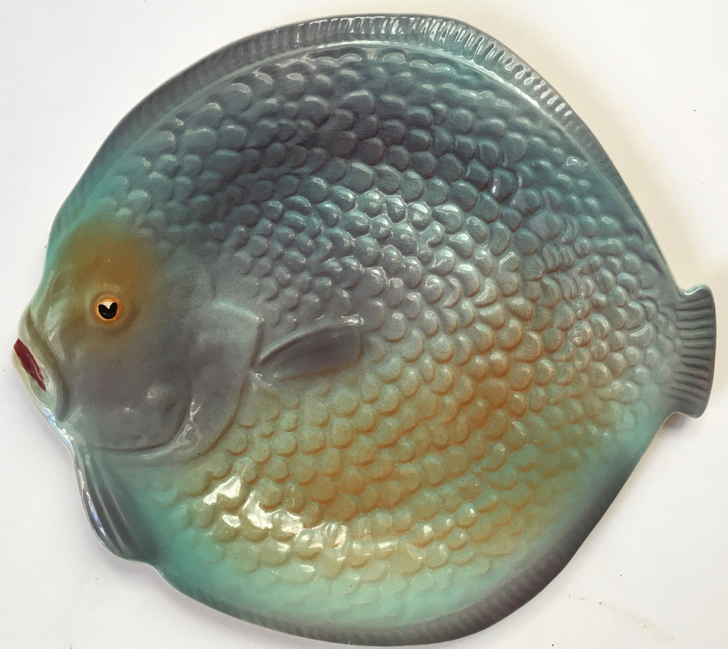 Shorter & Son Fish plate Art deco Clarice Cliff shape - Gloss airbrushed colours