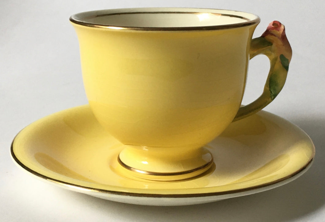 Royal Winton Yellow Rosebud Coffee Cup & Saucer made in England Grimwades Staffordshire pottery Rose Bud