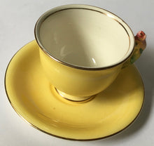 Load image into Gallery viewer, Royal Winton Yellow Rosebud Coffee Cup &amp; Saucer made in England Grimwades Staffordshire pottery Rose Bud
