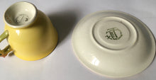 Load image into Gallery viewer, Royal Winton Yellow Rosebud Coffee Cup &amp; Saucer made in England Grimwades Staffordshire pottery Rose Bud
