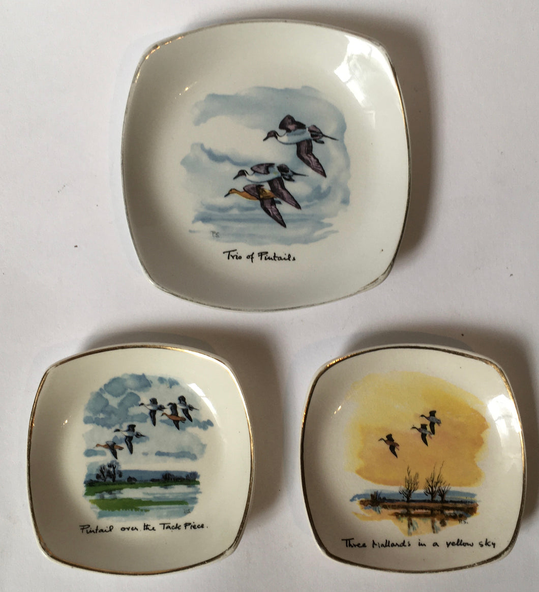 Midwinter Stylecraft PETER SCOTT flying Mallard Ducks Dishes x 3 Staffordshire England