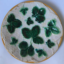 Load image into Gallery viewer, George Jones Majolica c.1870 Pattern 2254 STRAWBERRY LEAVES on white napkin Reverse tortoise-shell mottling #5
