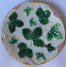 Load image into Gallery viewer, George Jones Majolica c.1870 Pattern 2254 STRAWBERRY LEAVES on white napkin Reverse tortoise-shell mottling #4
