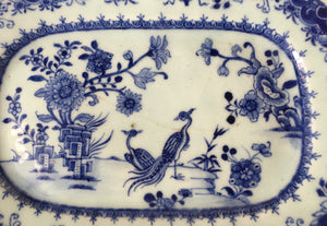 18th Century Canton Chinese export Porcelain Blue & White platter Birds - Qianlong Period - Antique China