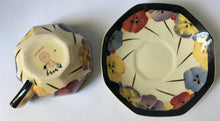 Load image into Gallery viewer, Royal Doulton D 4049 Pansies Pansy Cup &amp; Saucer Seriesware Art Deco
