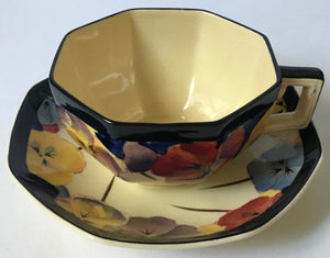 Royal Doulton D 4049 Pansies Pansy Cup & Saucer Seriesware Art Deco