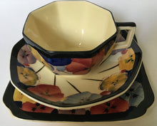 Load image into Gallery viewer, Royal Doulton D 4049 Pansies Pansy Cup, Saucer &amp; Cake Plate - Trio -  Seriesware Art Deco
