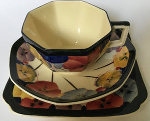 Royal Doulton D 4049 Pansies Pansy Cup, Saucer & Cake Plate - Trio -  Seriesware Art Deco