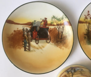 Doulton E 3804 Coaching scenes Trio  Red Door Bone China 1920s -  Rare series ware