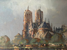 Load image into Gallery viewer, E L Saout Edouard LE SAOUT (1909-1981) Paris Seine River Notre Dame Yl Cite Oil Painting Landscape Original

