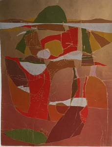 FRED SCHIMMEL (1928-2009) Abstract Landscape "THE GOLDEN FEILDS" 23/75 C.1977 - Original Signed Print (South African Artist)