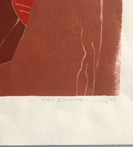 FRED SCHIMMEL (1928-2009) Abstract Landscape "THE GOLDEN FEILDS" 23/75 C.1977 - Original Signed Print (South African Artist)