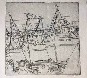 Marcus Glaser (b.1936 South African) Etching - HARBOUR SCENE