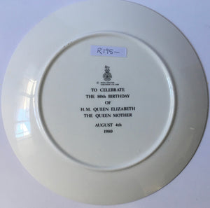 Royal Doulton 80th birthday commemorative plate - Her Majesty QUEEN ELIZABETH the Queen mother 1980