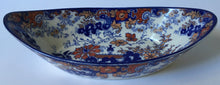 Load image into Gallery viewer, William Ridgway Polychrome Imari boat shape dish Antique English transfer printed  c.1891 Pattern 5619
