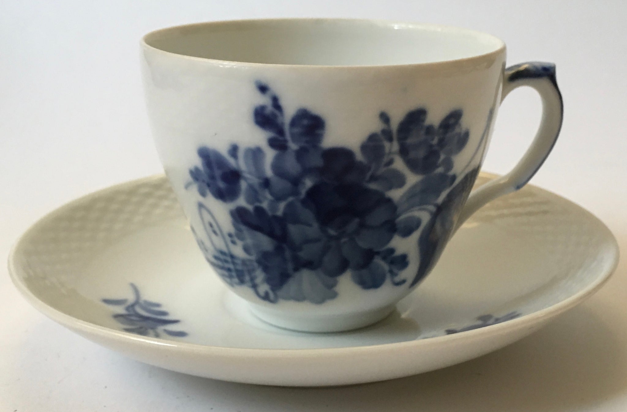 Three Royal Copenhagen Blue Flower Braided Coffee Cups with