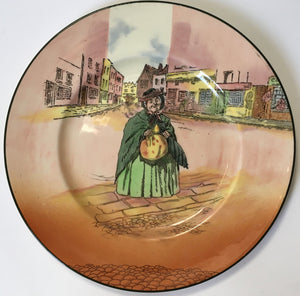 Royal Doulton Dickens Ware D 6327 Sairey Gamp plate pink Background Dickensware