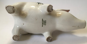 Plichta Pig Figure / Wemyss painted floral thistle decoration