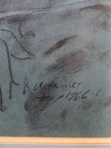 Meyer URANOVSKY (1939) Portrait (South African) Charcoal Drawing Original