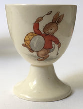 Load image into Gallery viewer, Royal Doulton Bunnykins EGG CUP CUPS on associated silver plated stand TW&amp;S one Signed BARBARA VERNON
