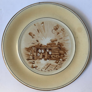 Royal Winton Grimwades 'Old Bill' B.B Belgium 1915 WW1 Bruce Bairnsfather "Where di that one Go?" - Made in England - Grim wades  wall plate