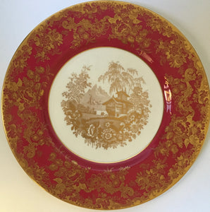 Genevese Crimson Plate by MINTON England H 4930 (made 1945 - 1969) this one c.1953