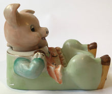 Load image into Gallery viewer, Novelty Piggy Ashtray bobble head LAMODE fine china hand painted PATENT T.T Pig figure
