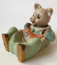 Load image into Gallery viewer, Novelty Piggy Ashtray bobble head LAMODE fine china hand painted PATENT T.T Pig figure
