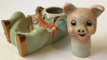 Load image into Gallery viewer, Novelty Piggy Ashtray bobble head LAMODE fine china hand painted PATENT T.T Pig figure
