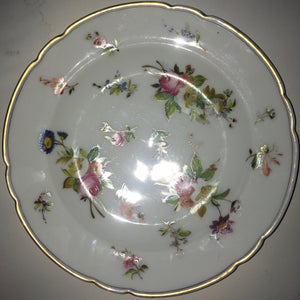 Possibly Old Paris Hard Paste porcelain hand painted plate Roses & Flowers c.1850