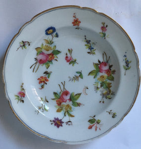 Possibly Old Paris Hard Paste porcelain hand painted plate Roses & Flowers c.1850