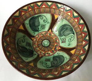 Shorter & Son MABEL LEIGH 'Mendoza' Period ware Sgraffito bowl Hand crafted & Painted Art deco