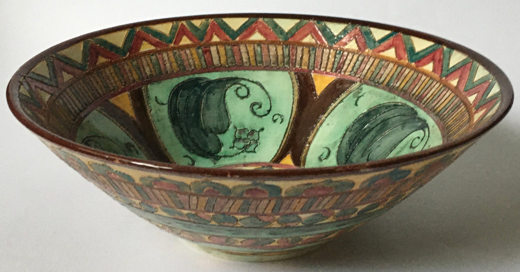 Shorter & Son MABEL LEIGH 'Mendoza' Period ware Sgraffito bowl Hand crafted & Painted Art deco