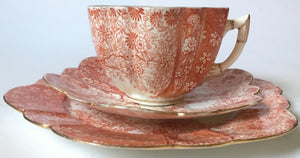 WILEMAN & CO. FOLEY SHELLEY CHINA ENGLAND PATTERN 6027 SHAPE 115510 TRIO cup Saucer & cake plate - ANTIQUE C.1890